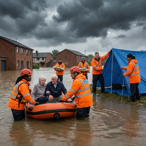 Civilian Protection Crew Responding to Catastrophic Flood