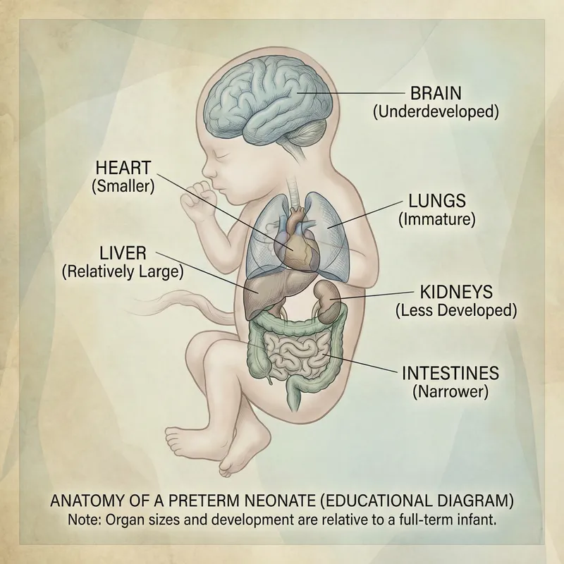 Preterm Neonate Organ System Illustration