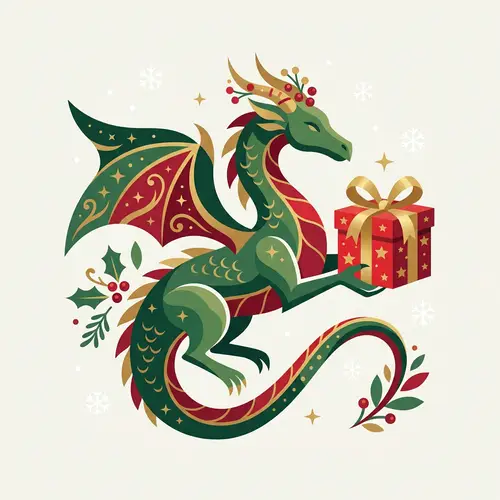 Christmas Dragon Illustration | Festive Minimalistic Design
