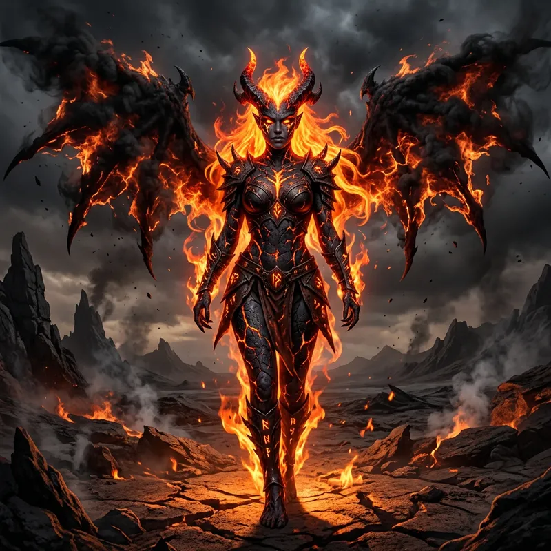 Fiery Demoness - Captivating Power and Eerie Aura