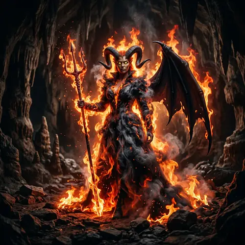 Fiery Demoness | Haunting Image of Demon in Flames