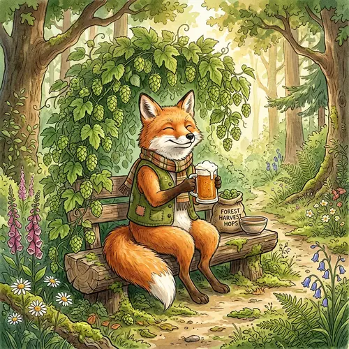 Majestic Fox Enjoying Beer in Vibrant Forest Scene