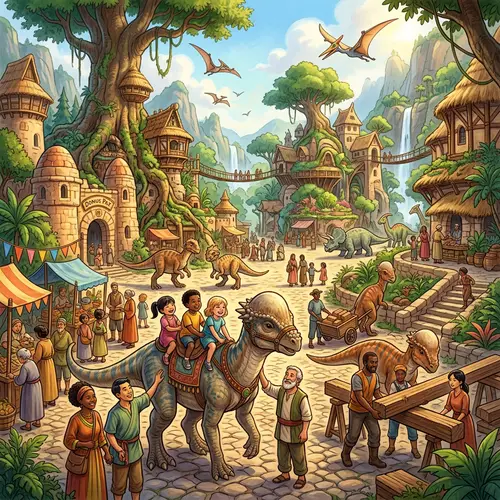 Dinotopia City with Pachycephalosaurus Integration