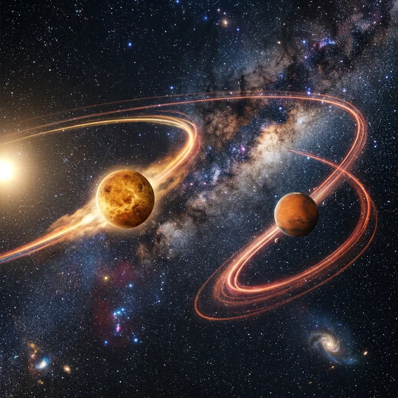 Ethereal Cosmic Dance of Venus and Mars in Solar System