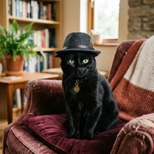 Adorable Black Cat in a Hat - Cute Cat Fashion
