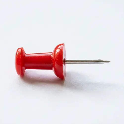 Shiny Red and Silver Pushpin - Office Supplies
