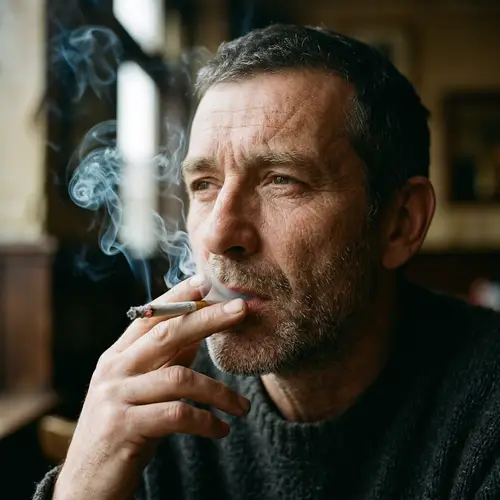 Realistic Close-Up of a Person Smoking