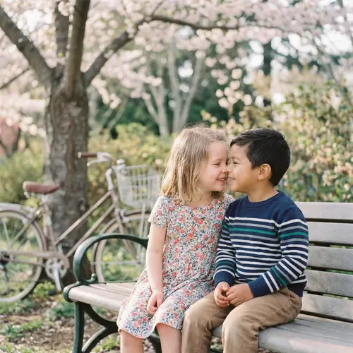 Heartwarming Scene of Young Love in a Park