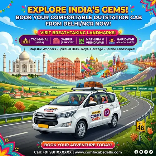 Book Cab from Delhi/NCR for Outstation Ride to Taj Mahal, Mathura, Vrindavan & More