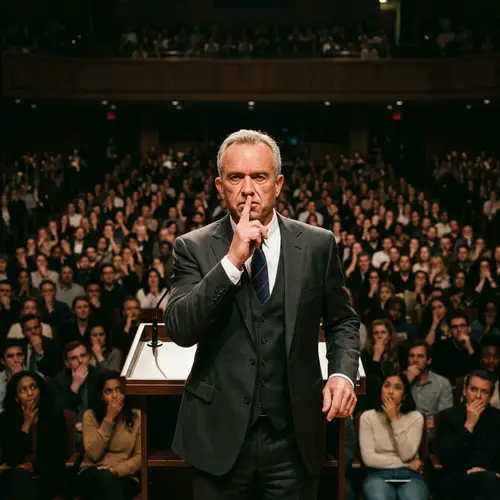 Person Silencing the Audience - Powerful Imagery