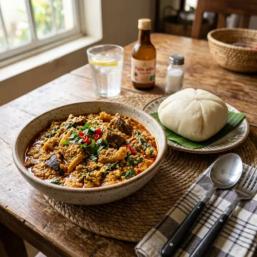Delicious Egusi Soup with Fufu Wrap