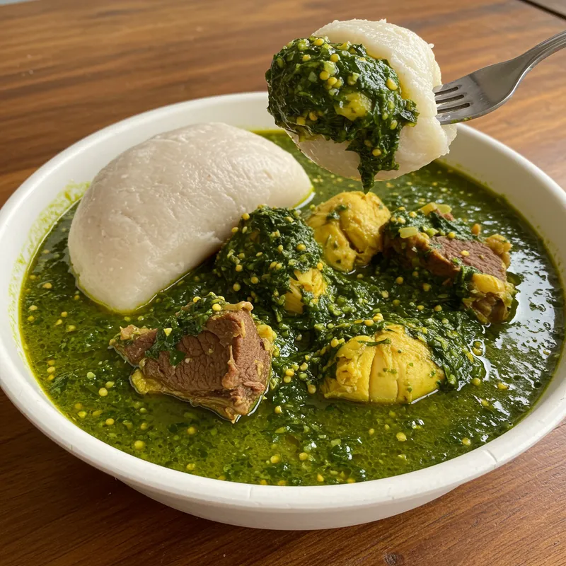 Delicious Egusi Soup with Fufu Wrap Delicious Egusi Soup with Fufu Wrap