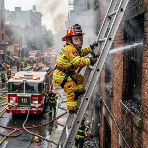 Firefighter Monkey: Brave and Cute Hero