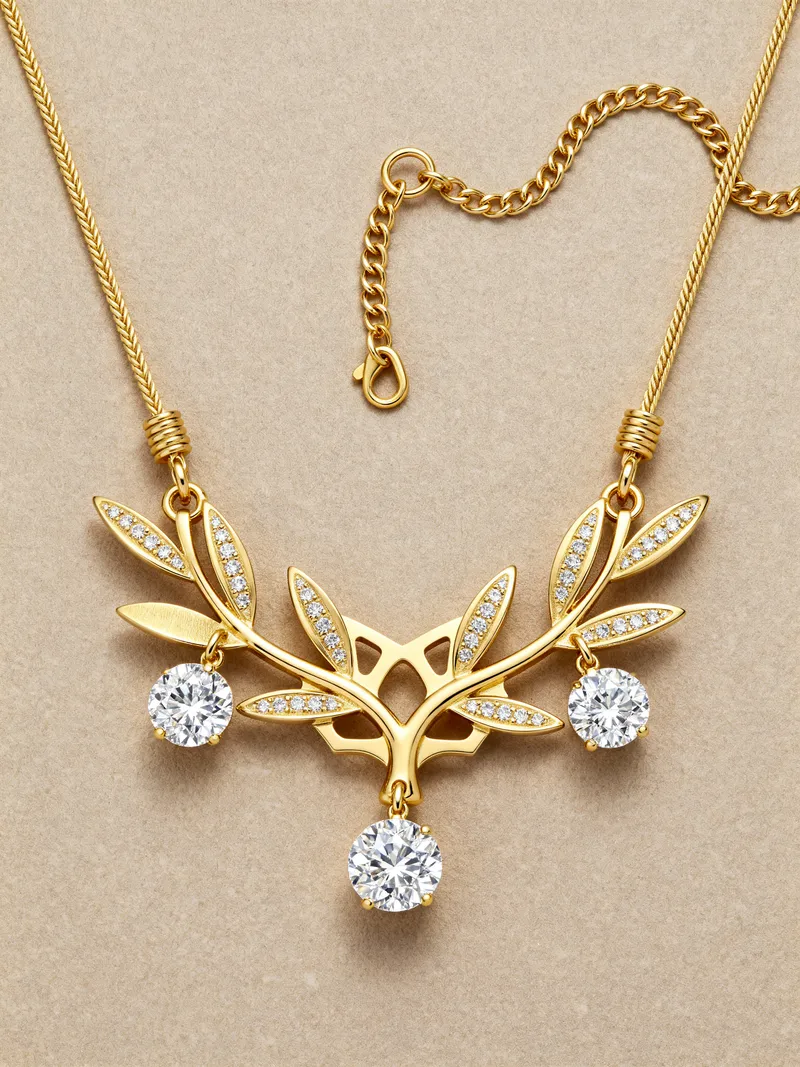 Olive Tree Necklace | Yellow Gold & Diamond Design