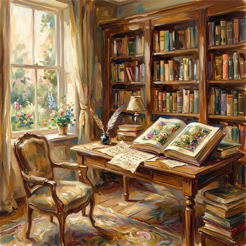 Abstract Impressionism in Study Literature Room