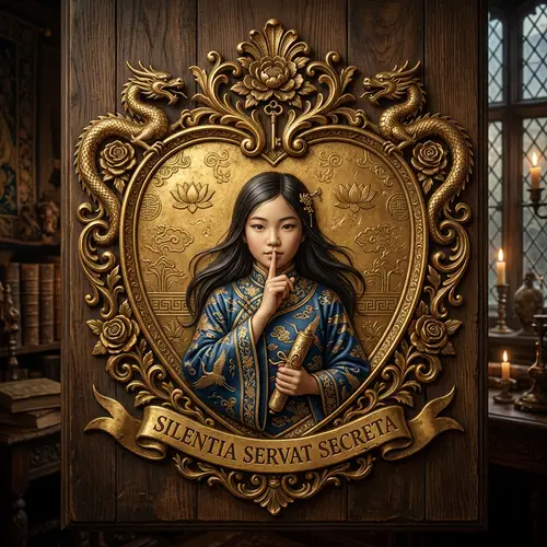 Gold Heart Coat of Arms with Mystical Girl
