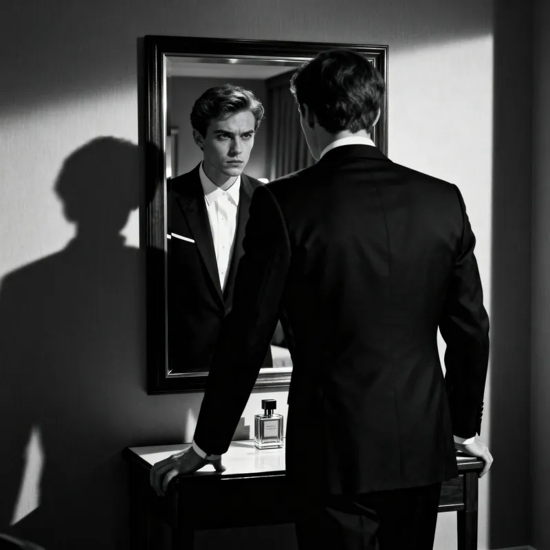 Dramatic Black and White Portrait of a Young Man