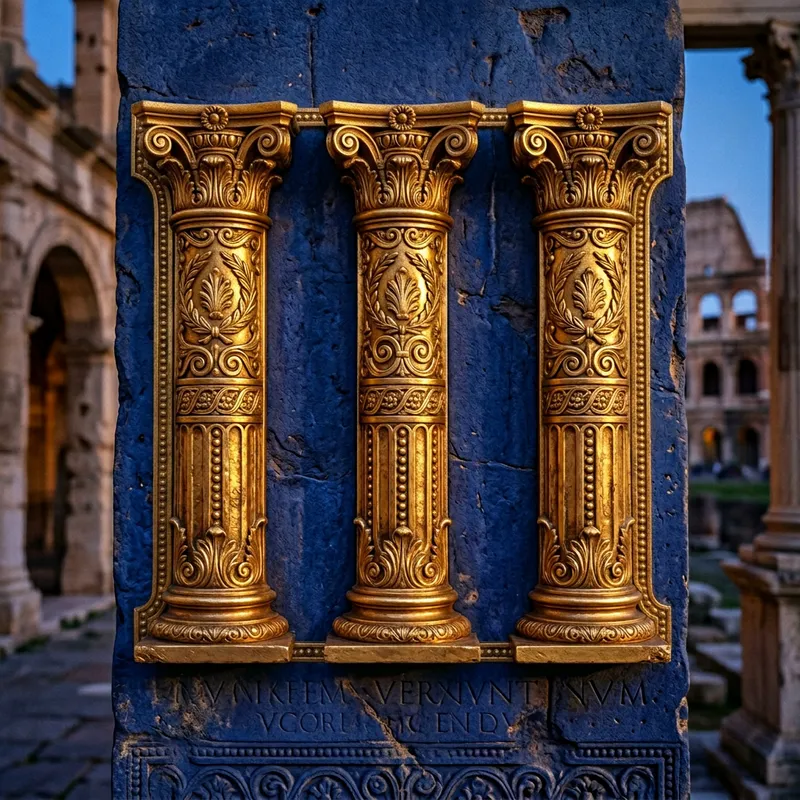 Roman Numeral III in Gold on Blue Background Roman Numeral III in Gold on Blue Background