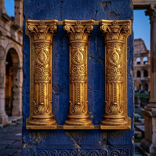 Roman Numeral III in Gold on Blue Background