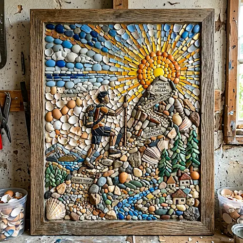 Inspiring Life Mosaic with Egg Shells and Rocks