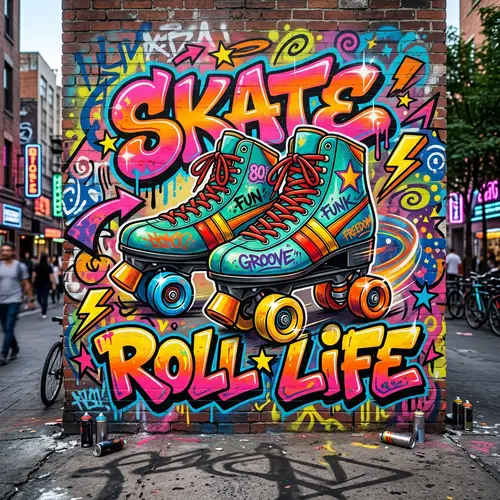 Vibrant Graffiti Design with Roller Skates