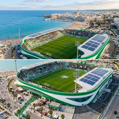 Modern Green & White Football Stadium Design in Monopoli, Italy