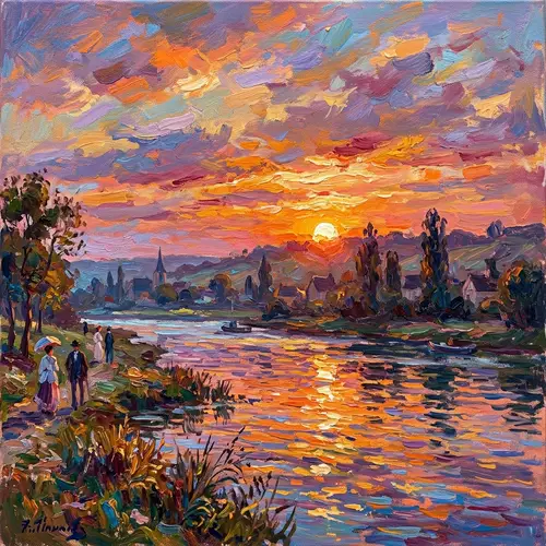 Sunset Impressionism: Vibrant Canvas Mastery