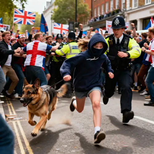 Teen Girl and Dog Escape Protest Chaos