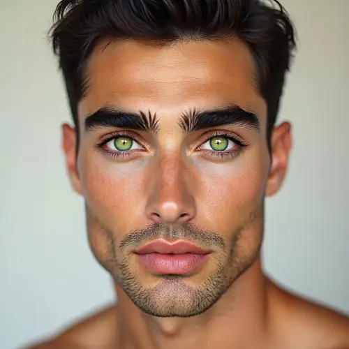 Handsome Male Portrait with Dark Green Eyes
