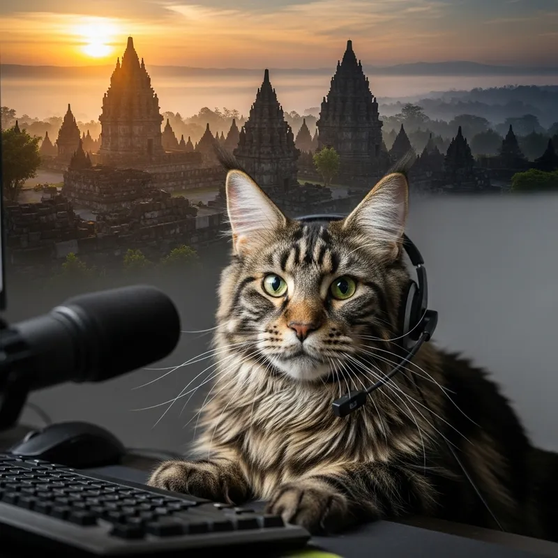Cat Streamer at Prambanan Temple - Unique Setup