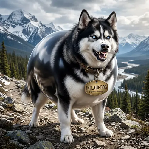 Feral Inflated Husky: Imaginary 'Inflato-Dog' in Wild Contrast