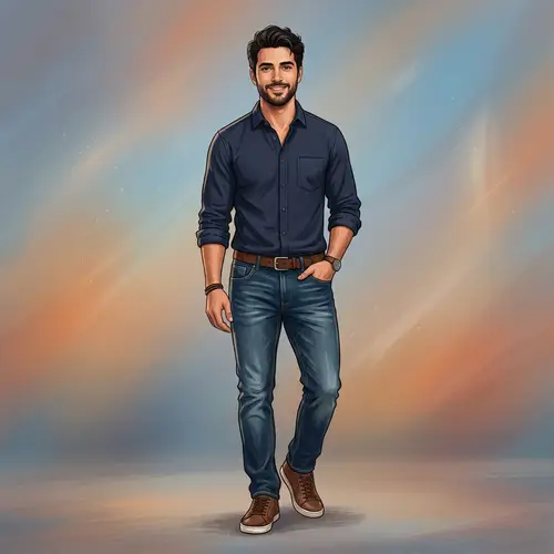 Digital Illustration of Man in Relaxed Pose | Artwork