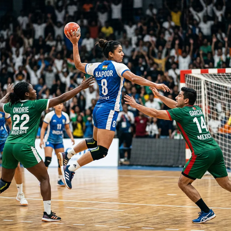Intense Handball Player in Action