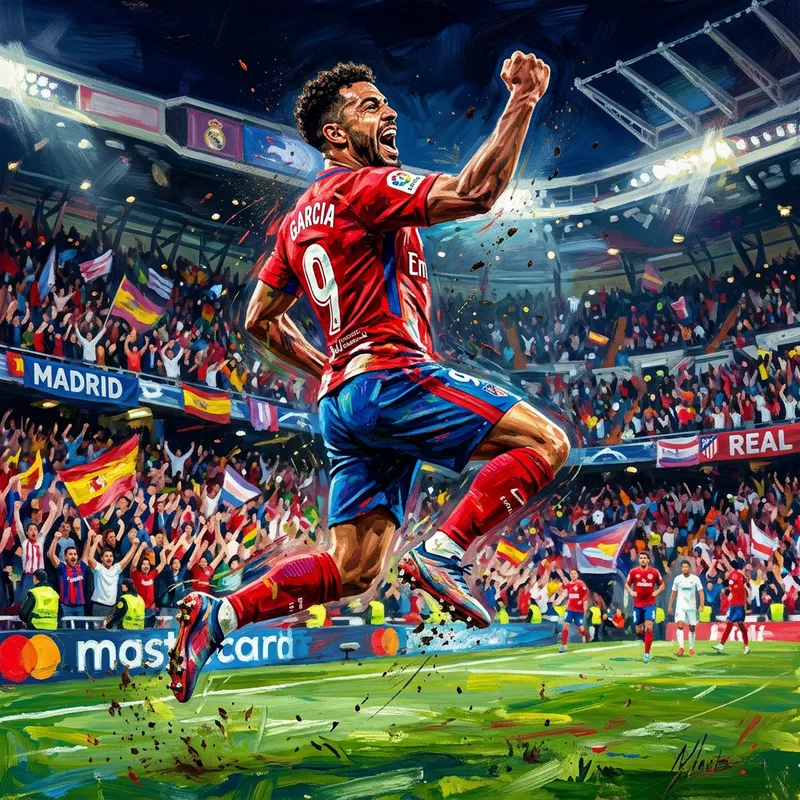 Dynamic Football Player Triumph Leap in Vibrant Colors