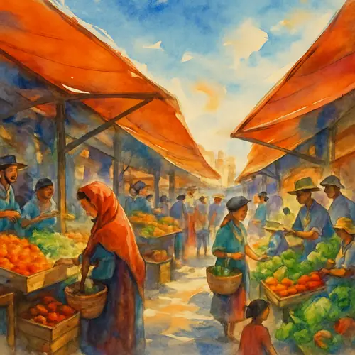 Vibrant Marketplace Watercolor Art
