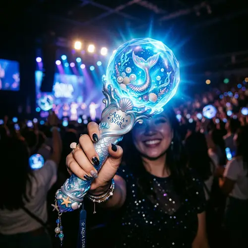 Enchanting Blue Kpop Lightstick with Mystical Mermaid Design