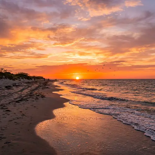Vibrant Summer Sunset Over Serene Beach