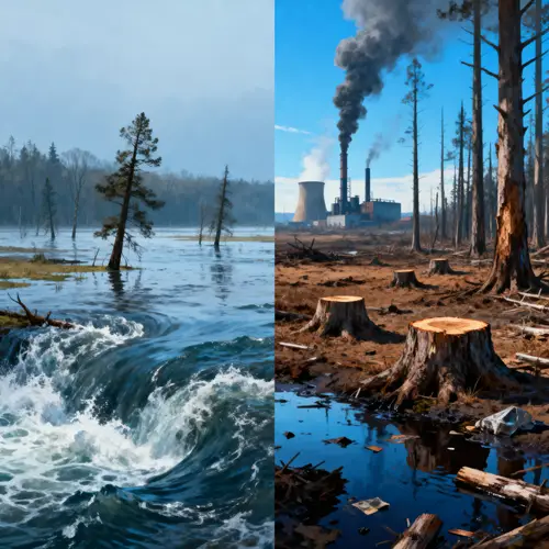 Floods vs Deforestation: Environmental Impact Art