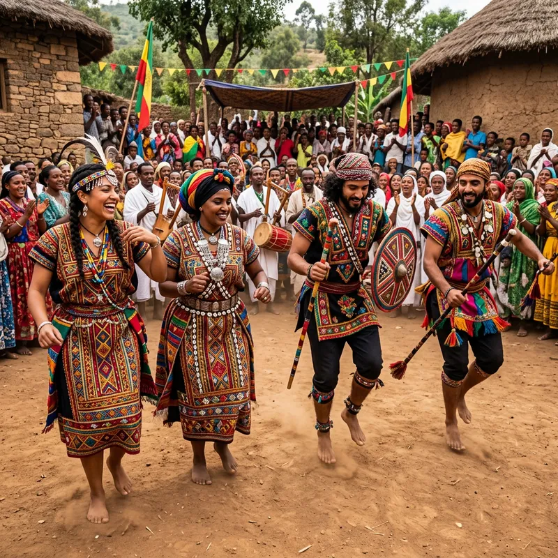 Colorful Temben Awrs Dance Displaying Cultural Fusion
