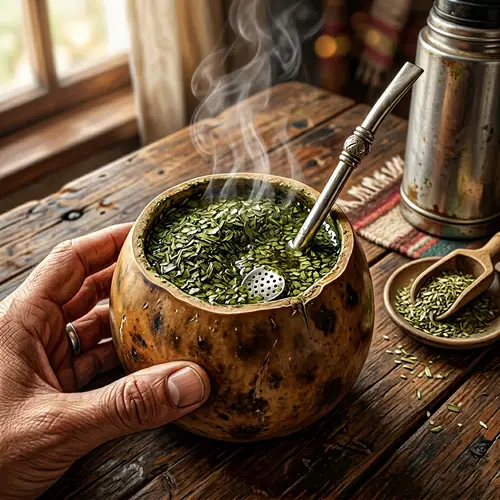 Steaming Cup of Mate: Traditional South American Drink