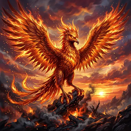 Vibrant Phoenix Illustration | Rising from the Ashes