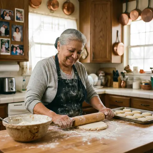 Old Age Woman Making Delicious Biscuits from Scratch