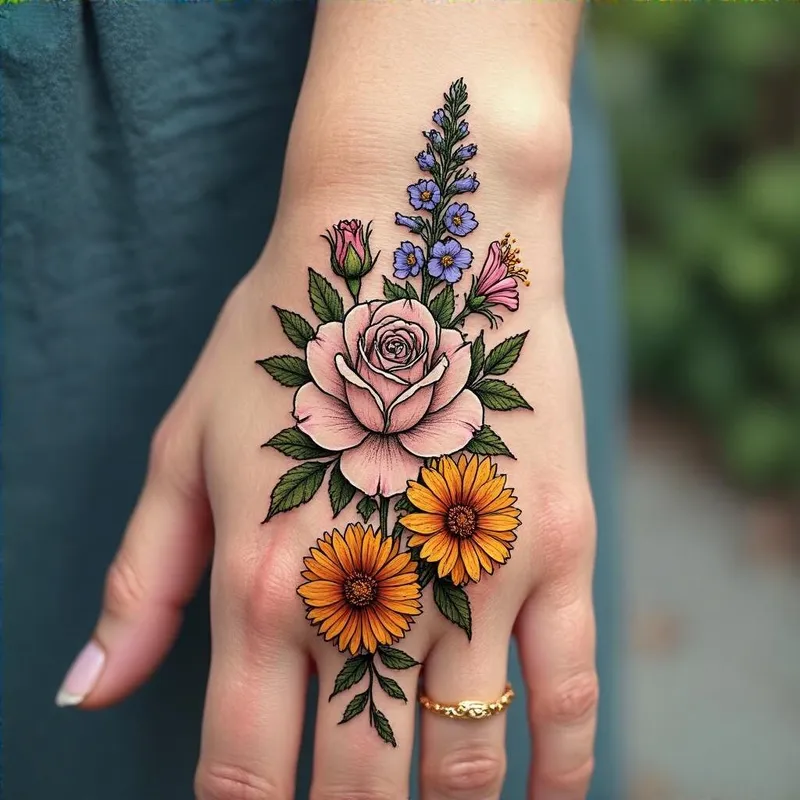 Stunning Floral Tattoo: Rose, Honeysuckle & More