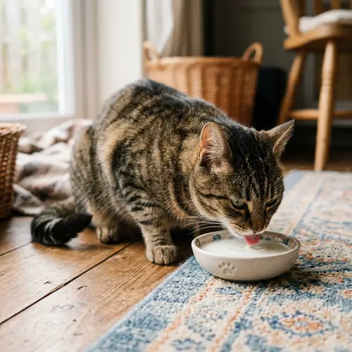 A Cat Enjoying Its Bowl of Milk