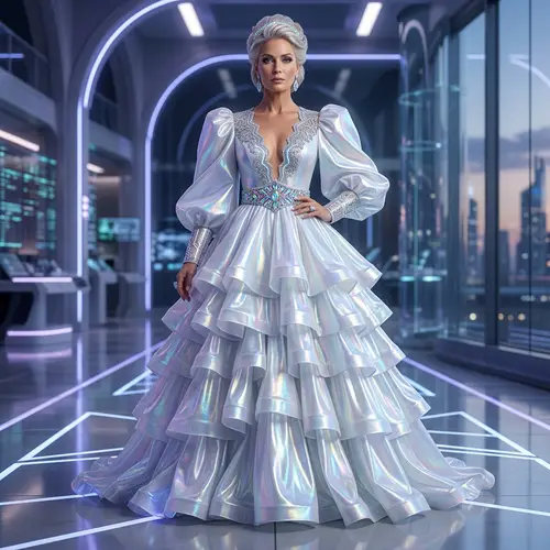 Queen of the IT Future Dress - Holographic Elegance for Modern Royalty
