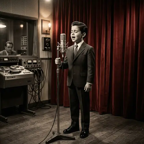 50s Spanish Child Singer Portrait in Vintage Studio