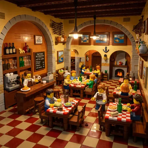 Ligurian Trattoria Interior Made of Lego
