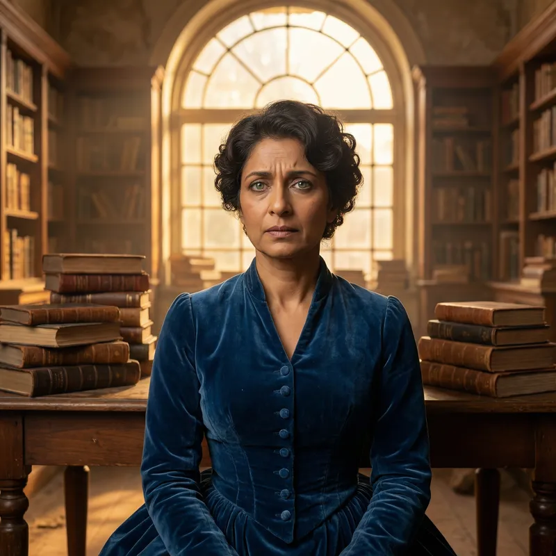 Olivia Altair: Wise Victorian Woman in Old Library
