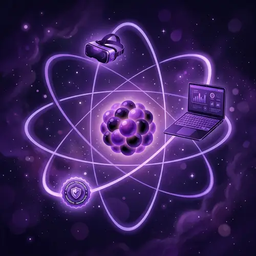 Futuristic Atom Design with Tech Elements