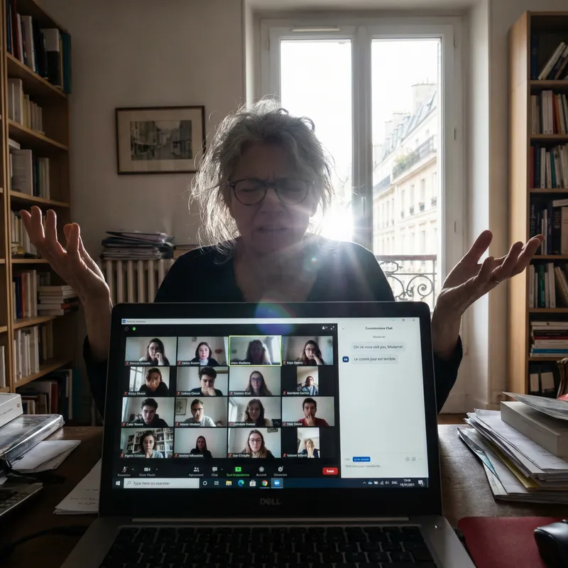 French Higher Education Teacher Online Class - Technical Issues Scene